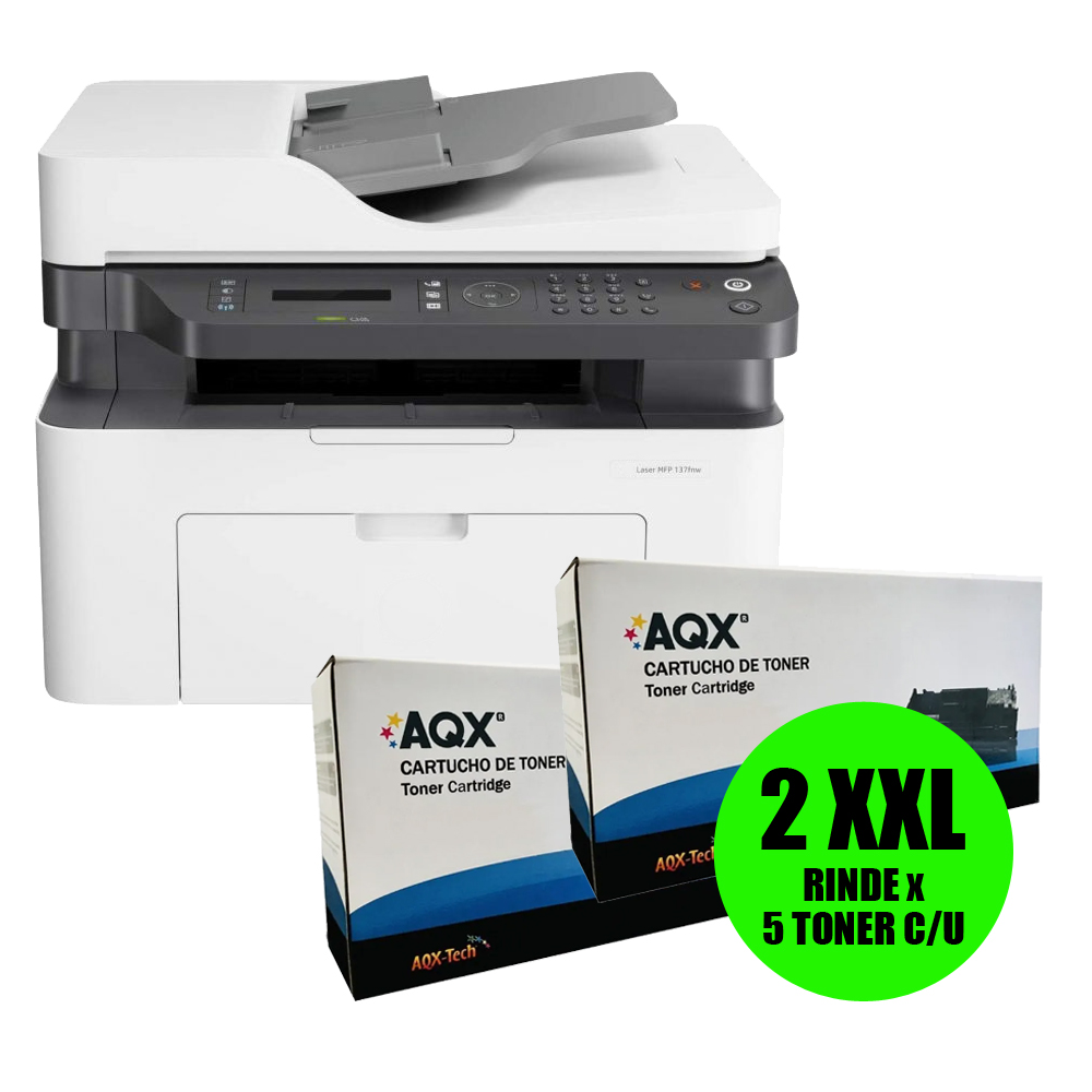 Impresora Laser HP M137FNW Multifuncion + 2 Toner AQX 105a SIN CHIP | HP