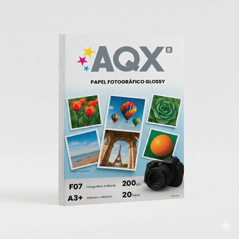 Papel Fotografico Glossy Brillante A3+ 200grs por 20 Hojas AQX F07