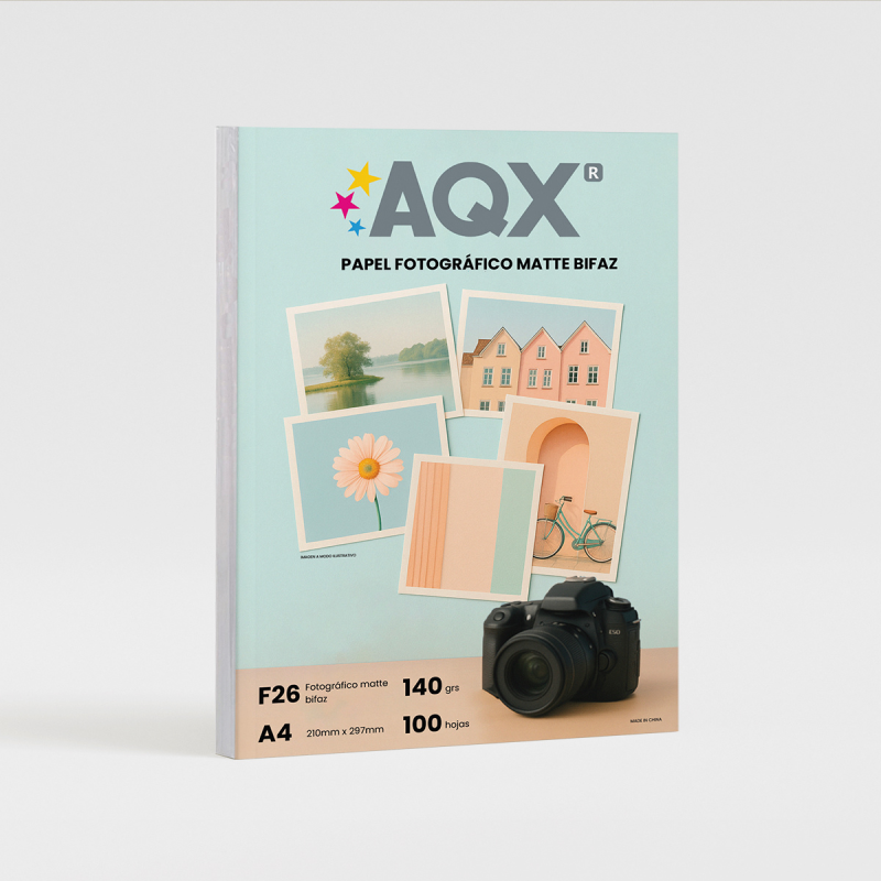 Papel Fotografico Matte Bifaz A4 140gr por 100 Hojas AQX F26