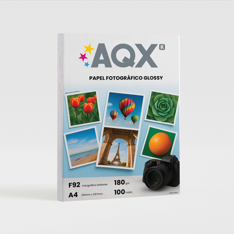 Papel Fotografico Glossy Brillante A4 180gr por 100 Hojas AQX F92