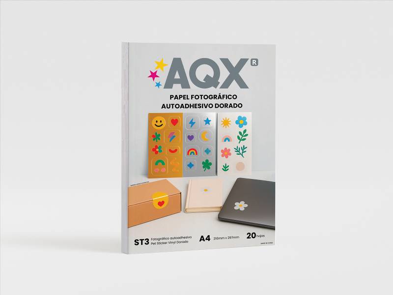 Papel Foto Dorado PET Autoadhesivo A4 por 20 Hojas AQX ST3