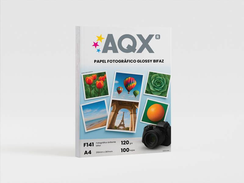 Papel Fotografico Glossy BIFAZ Brillante A4 120gr por 100 Hojas AQX F141