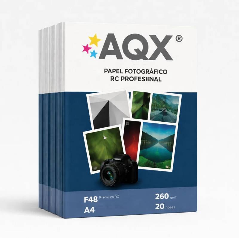 Combo Papel Foto Pro RC Glossy Brillante Premium A4 260grs por 100 Hojas AQX F48x5