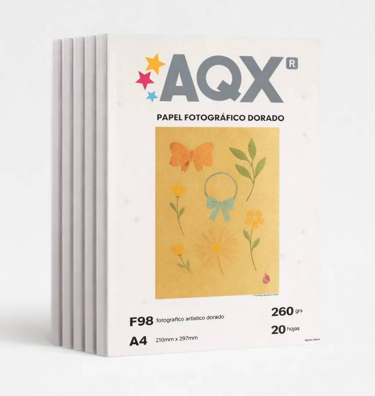 Combo Resma Papel Dorado A4 260gr por 100 Hojas AQX F98