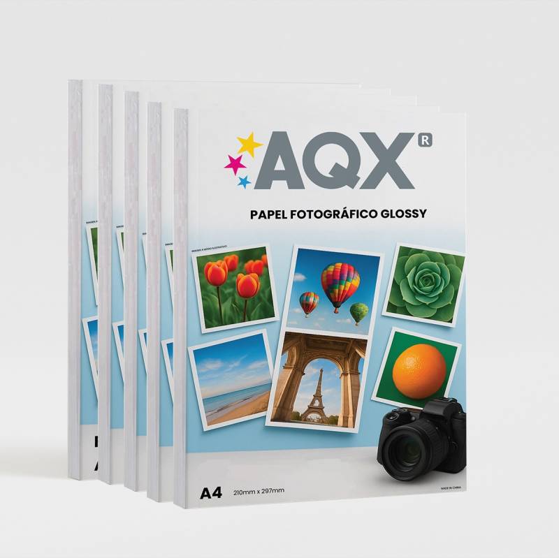 Combo Papel Fotografico Glossy Brillante A4 120grs por 500 Hojas AQX F154