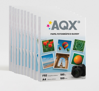 Combo Papel Fotografico Glossy Brillante A4 180gr por 1200 Hojas AQX F92x12