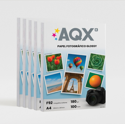 Combo Papel Fotografico Glossy Brillante A4 180gr por 500 Hojas AQX F92x5