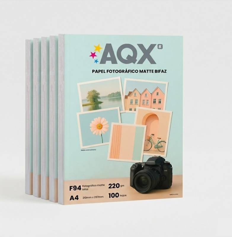 Combo Papel Fotografico Matte Bifaz A4 220grs por 500 Hojas AQX F94x5