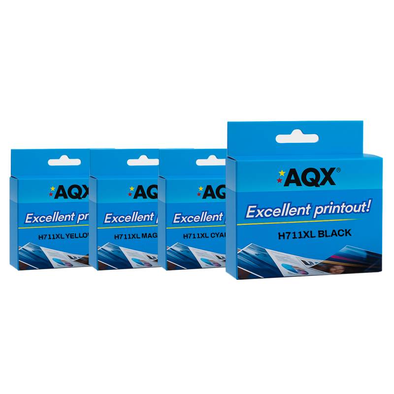 KIT Cartucho AQX P/ HP 711 Para HP T120 PACK x 4 COLORES