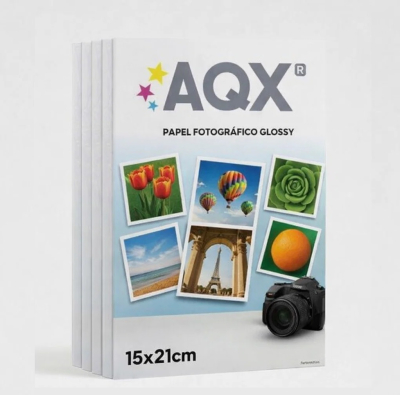 Combo Papel Fotografico Glossy Brillante 15x21 200gr por 500 Hojas AQX F123x5