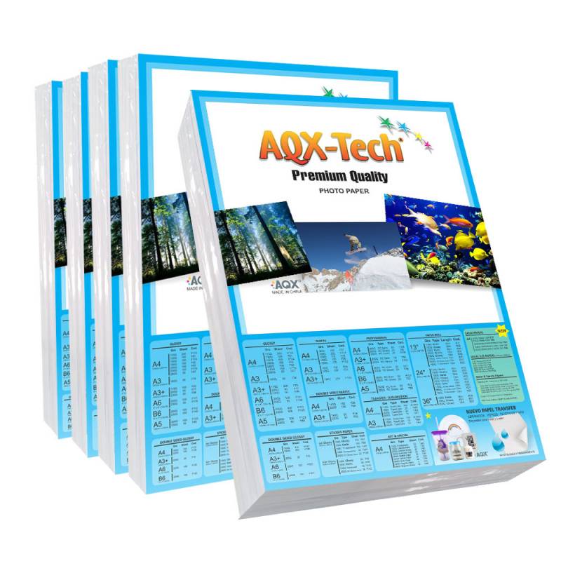 Combo Papel Fotografico Glossy Brillante Bifaz A4 150gr por 500 Hojas AQX F137x5