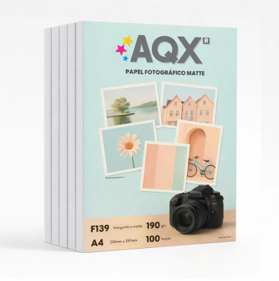 Combo Papel Fotografico Matte A4 190grs por 500 Hojas AQX F139x5