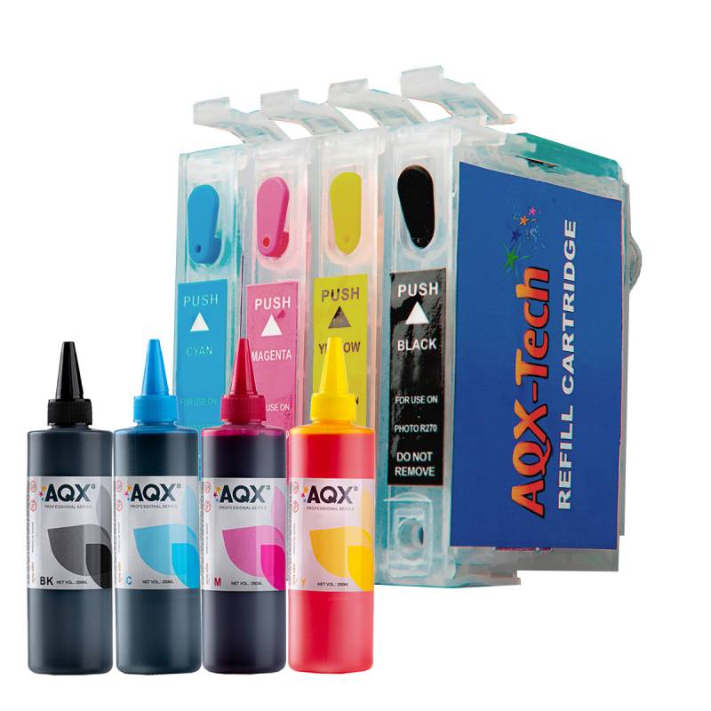 Cartuchos Recargables AQX Para Epson XP 231 241 - Instalacion Remota + 1L Tinta