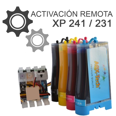Sistema Continuo AQX Para Epson XP 241 231 431 con 400ml Sublim ACTIVACION REMOTA