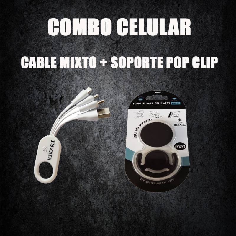 Combo Celular: Cable + Pop Clip