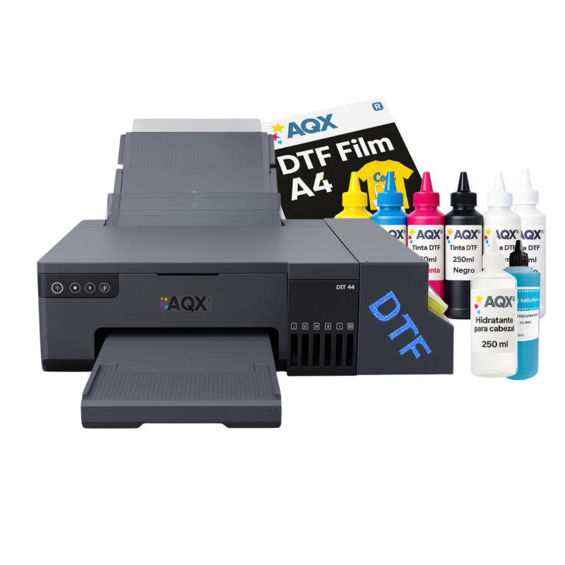 Impresora DTF A4 AQX L8050 + 1,5L Tintas + 50 Pet Film + 250ml Cleaner + 250ml Líquido Hidratante