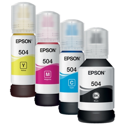 Combo Tinta Original Epson 504 por 4 Colores Para L4150 + Resma A6 AQX
