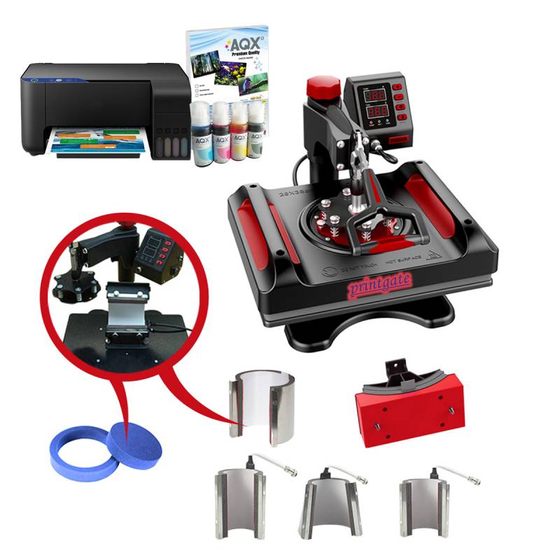 COMBO SUBLIMACION 8 EN 1 - ESTAMPADORA 29X38CM PG EST-29x38 + IMPRESORA L3250 + INSUMOS