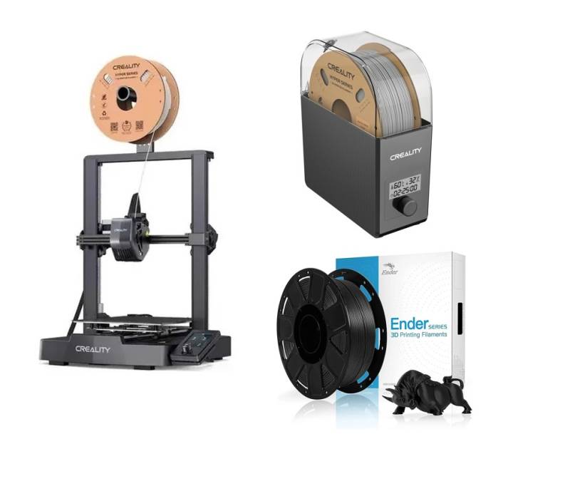 Combo Impresora 3D Creality ENDER-3 V3 SE + Secadora de Filamento Creality Dry Box SpacePi SE + Filamento Negro x1kg