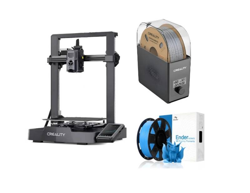 Combo Impresora 3D Creality ENDER-3 V3 KE + Secadora de Filamento Creality Dry Box 2.0 + Filamento Azul x1kg