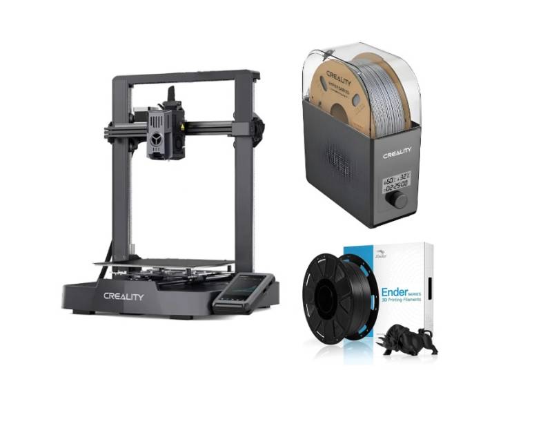 Combo Impresora 3D Creality ENDER-3 V3 KE + Secadora de Filamento Creality Dry Box 2.0 + Filamento Negro x1kg