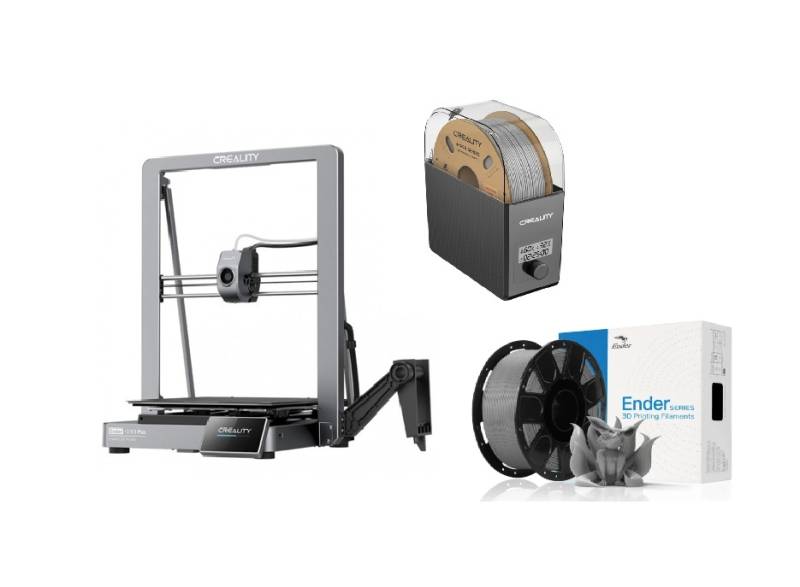 Combo Impresora 3D Creality ENDER-3 V3 PLUS + Secadora de Filamento Creality Dry Box 2.0 + Filamento Gris x1kg