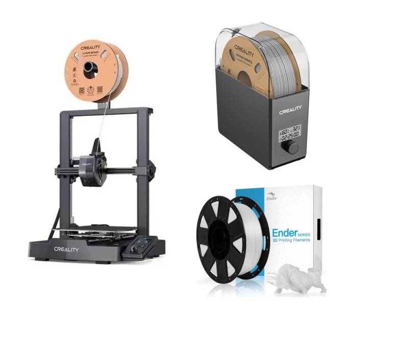 Combo Impresora 3D Creality ENDER-3 V3 SE + Secadora de Filamento Creality Dry Box SpacePi SE + Filamento Blanco x1kg