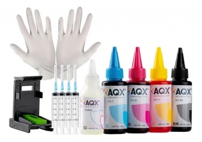 Kit de Recarga AQX Para HP 400 ml + Guantes + Jeringas + Clip + Cleaner