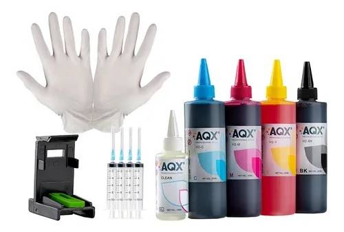 Kit de Recarga AQX Para HP 1 litro + Guantes + Jeringas + Clip + Cleaner