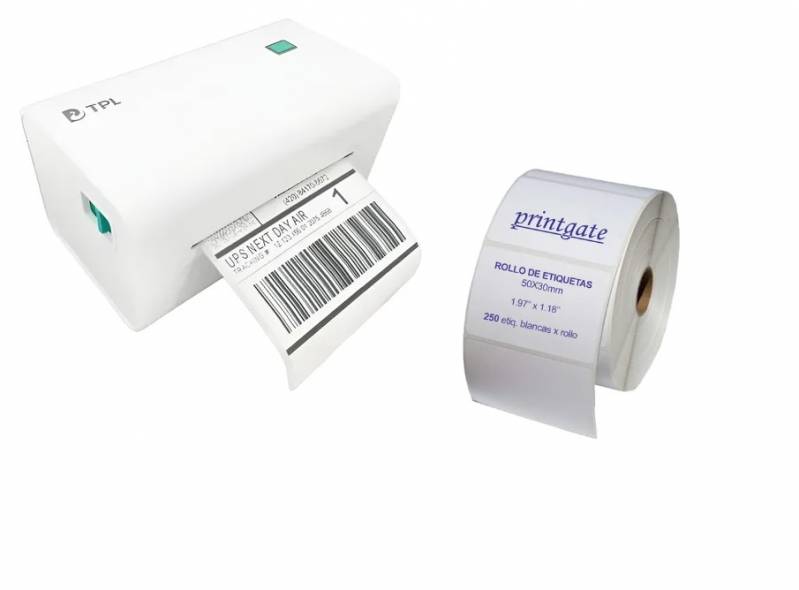 Rotuladora Impresora de Etiquetas G&G TD 402S USB + Rollo de Etiquetas Termicas 50mm x 30mm